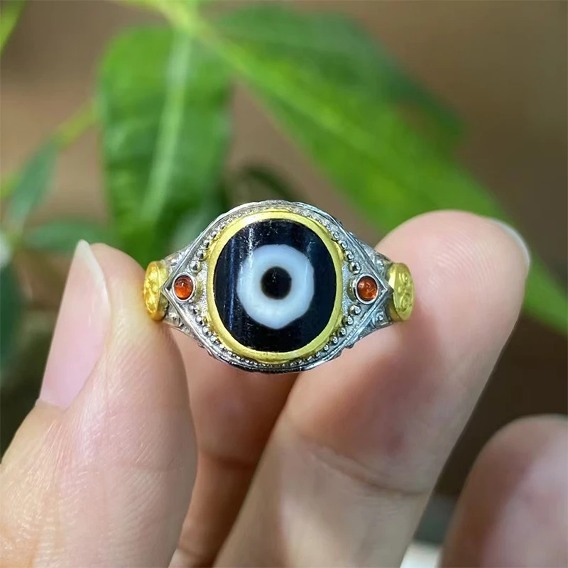 925银戒指 【藏玺·物与悟/缘】重工银银饰镶嵌白拉姆戒指 西藏直发