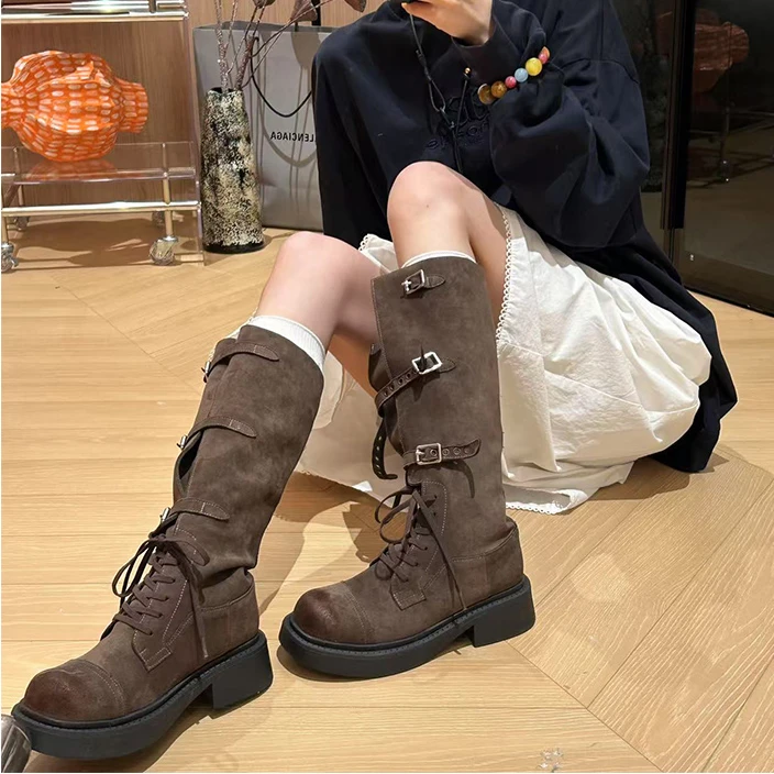 腿型救星2025年秋季新款可调节英伦风超大腿围高筒腿精长靴5cm