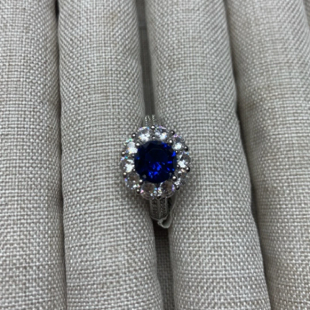 铜合金戒指 皇家蓝戒指满镶004