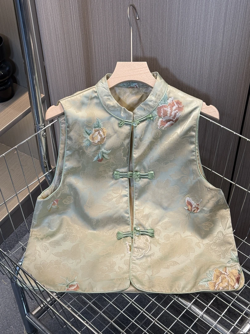 【花瑶】2025新款春季马甲新中式宽松显瘦立领绣花气质上衣马夹女款