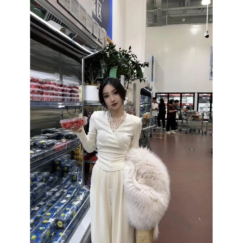 Moli定制【长岛月光】单上衣单裤子显瘦气质蕾丝通勤267