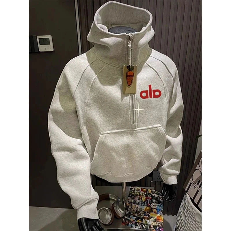 连帽印花卫衣男士秋冬季2025新款半拉链美式宽松百搭潮流上衣男款