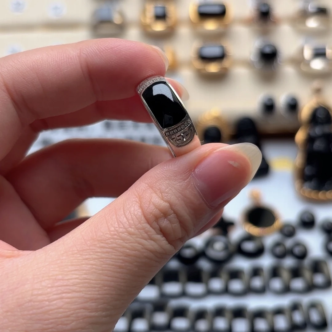 翡翠银S925镶嵌戒指缅甸翡翠