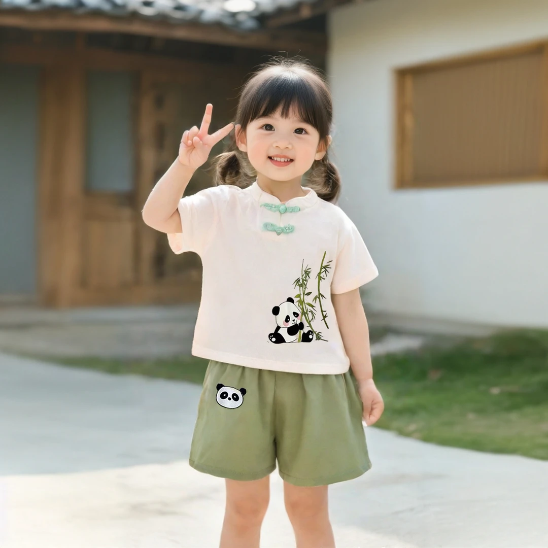 夏季民族风汉服男女童2025儿童服装幼儿外出服超萌炸街潮牌中国风