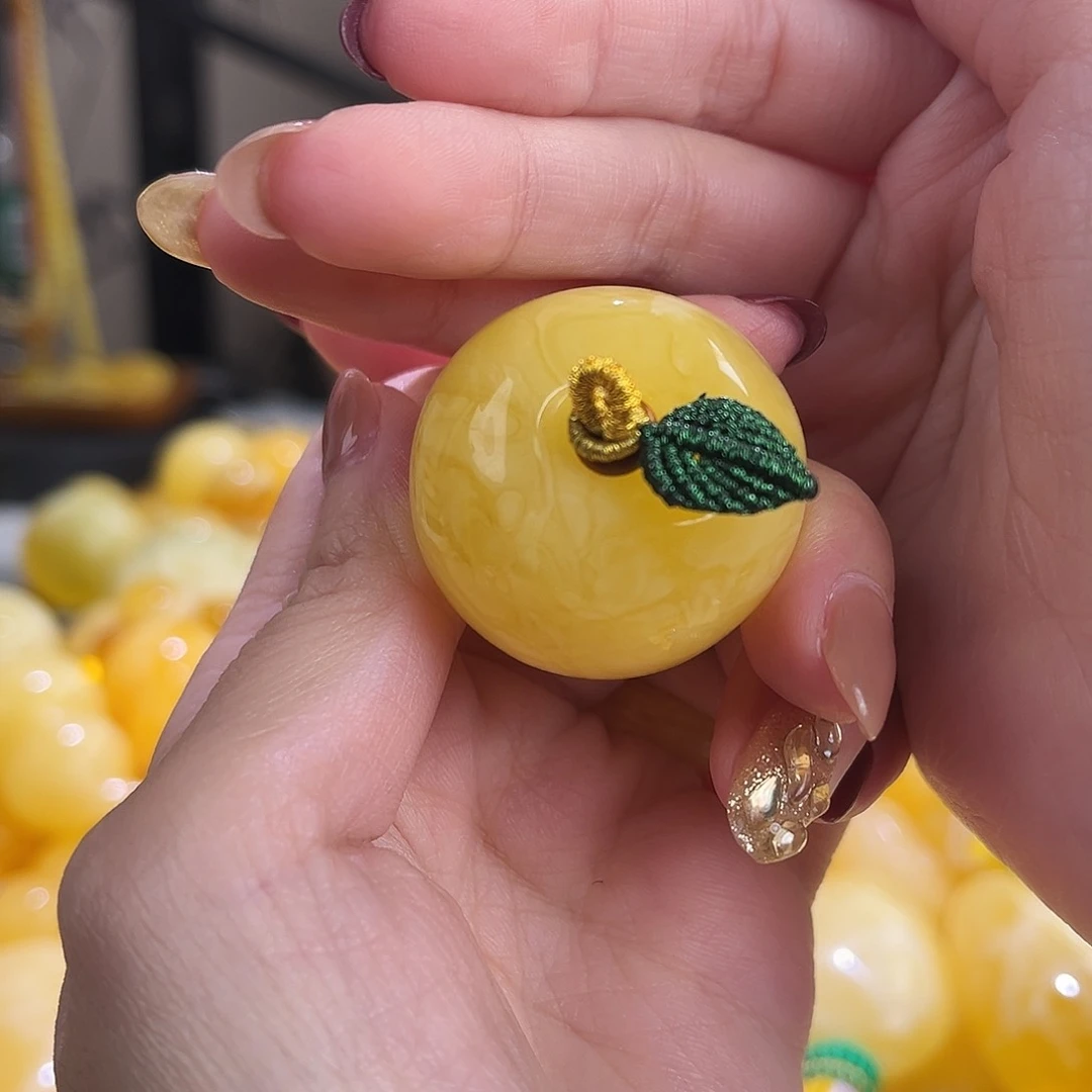 裸石琥珀未镶嵌17.8g焦皮妖花苹果墩