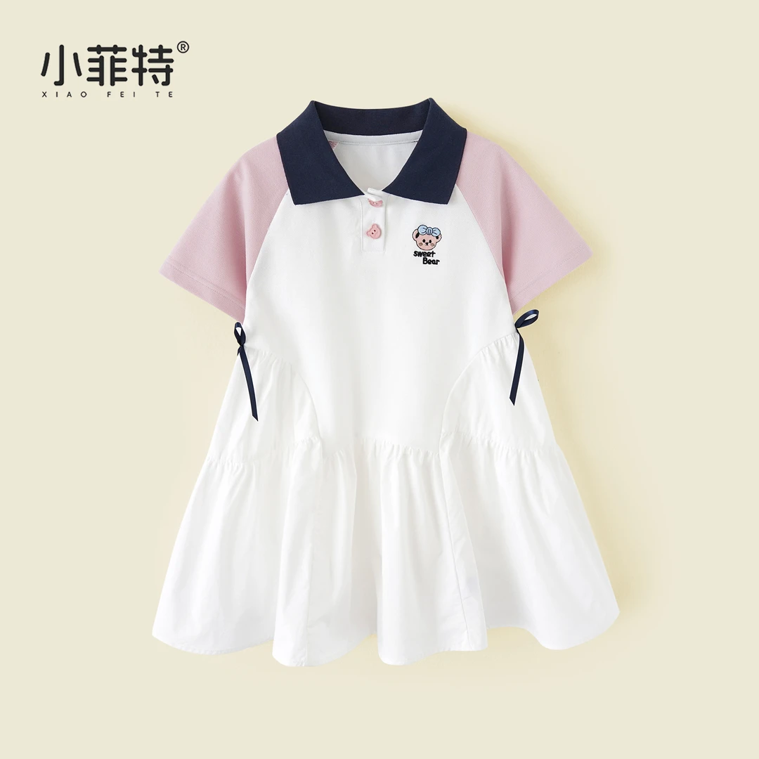 小菲特夏季新款女童polo连衣裙休闲小女孩薄款短袖裙子YNQX51637