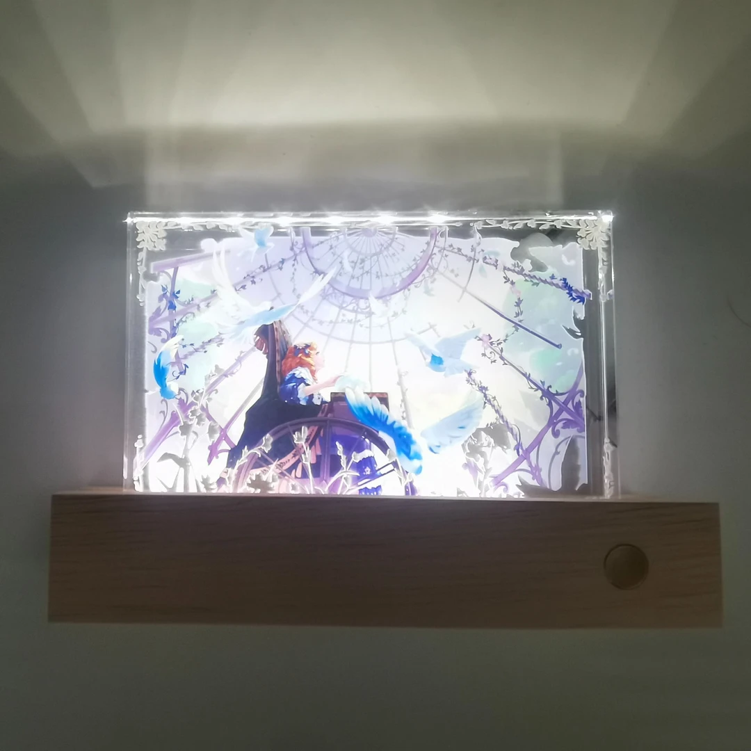 [三色混光款]亚克力水晶砖LED灯座置物15*5*3cm