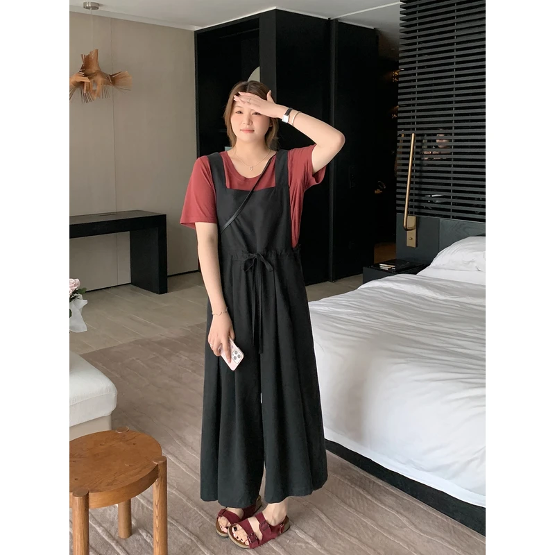 【ALINDM年终大清仓】胖mm宽松阔腿裤夏200斤工装显瘦背带裙AS24689