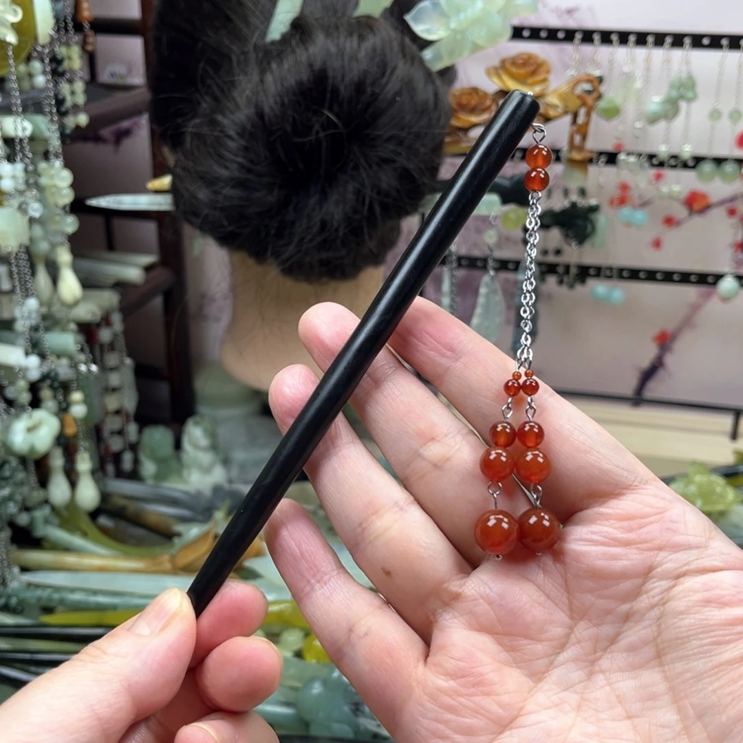 对***巷岫玉未镶嵌发饰长度15厘米左右