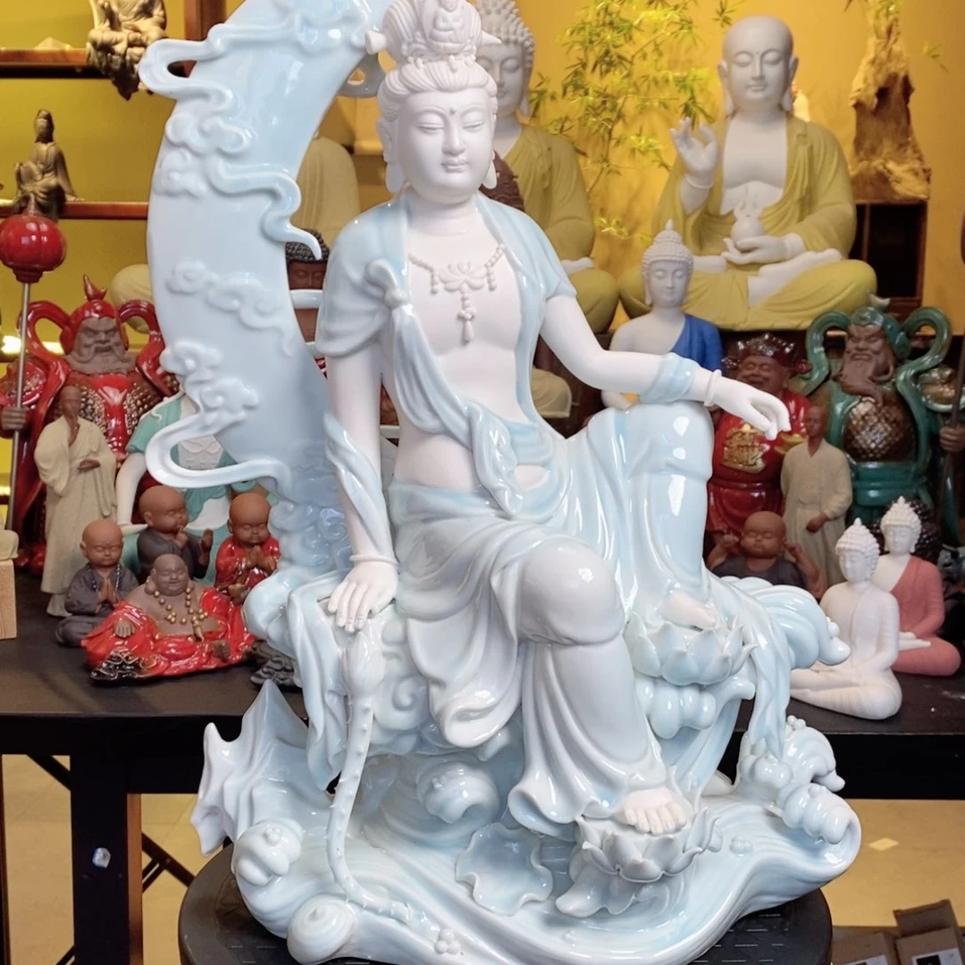 摆件陶瓷水月观音摆件