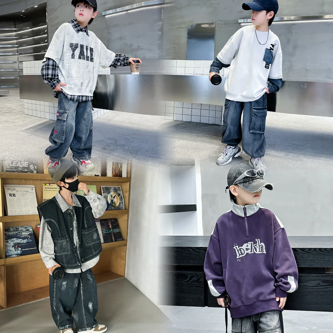 【300-399组合】【三号链接】酷范帅气男童夏装洋气炫酷潮流穿搭套装