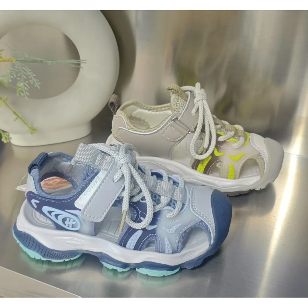 【28-33码】915822时尚卡通包头凉鞋新款韩版镂空勃肯鞋两穿半拖鞋