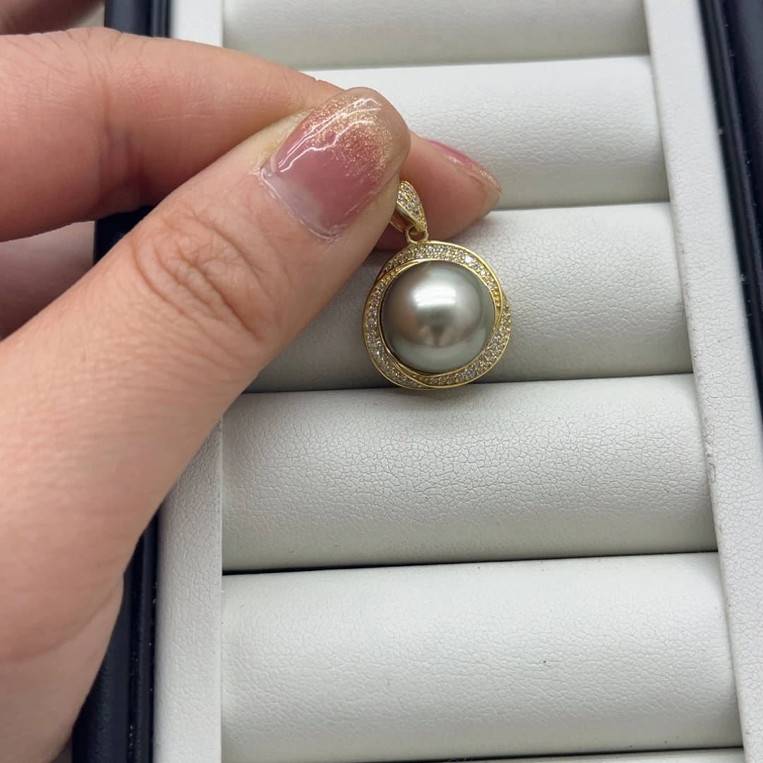 吊坠(不含链)银S925镶嵌海水珍珠