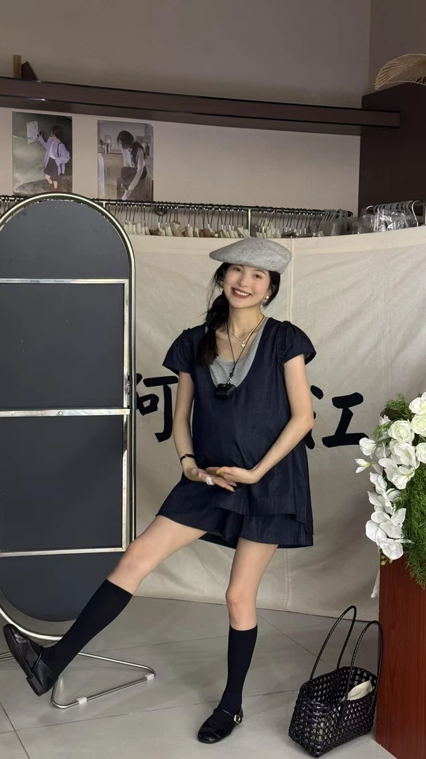 （No退换）芒兜兜韩系牛仔休闲减龄套装mdd-081