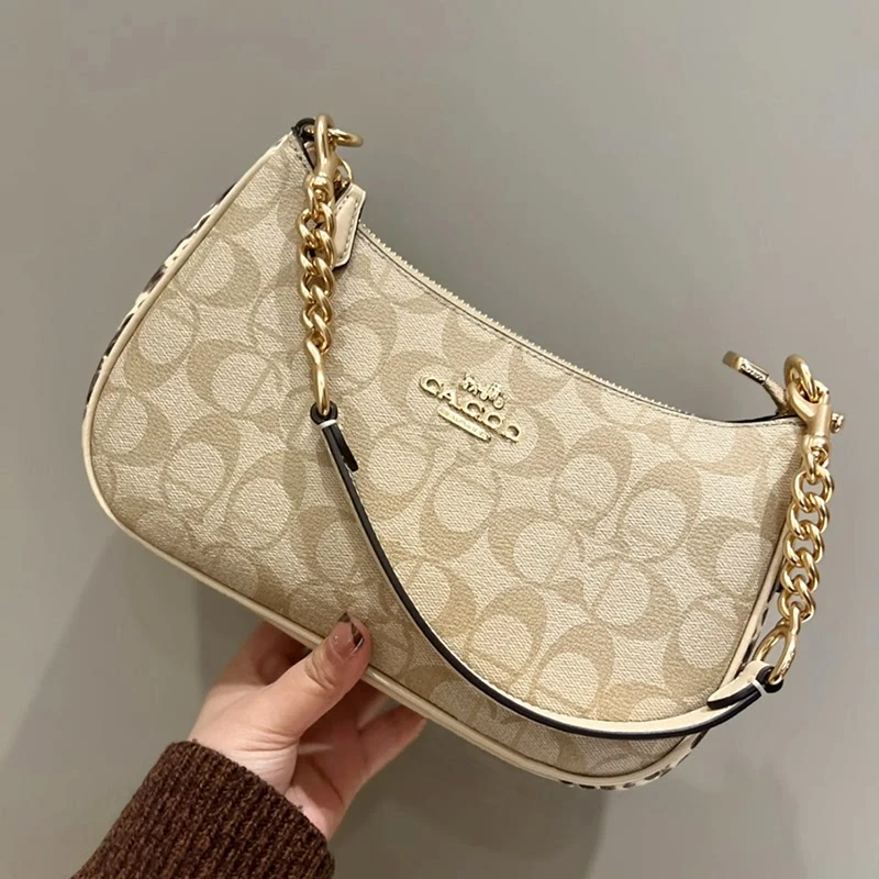 香港女包2025新款奢侈品真皮百搭腋下链条麻将包通勤斜跨单肩包女