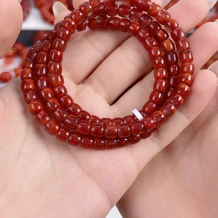 南红玛瑙未镶嵌瓦西牛血红火焰5-6mm多圈