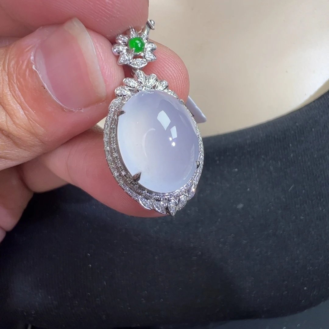 翡翠18K金镶嵌吊坠(不含链)