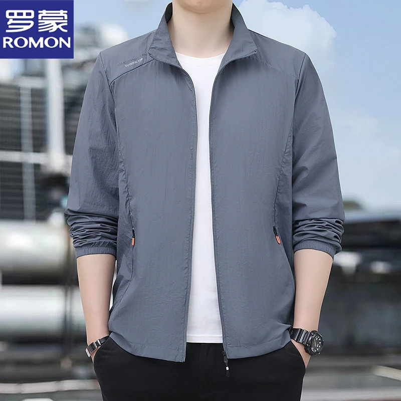 罗蒙冰丝长袖防晒衣服男士户外运动夏季轻薄款休闲透气百搭外套潮