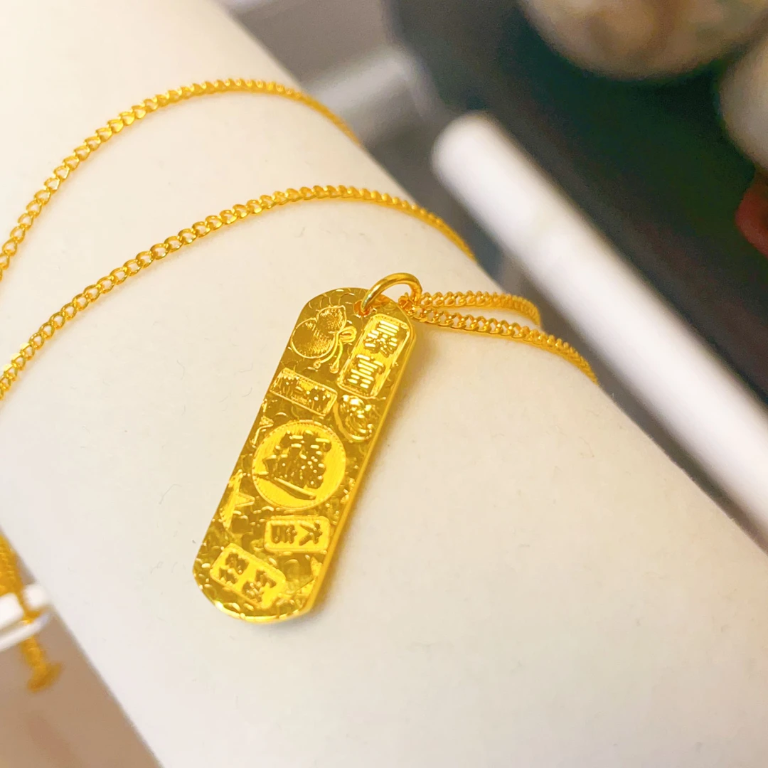 吊坠足银 暴富条牌牌项链