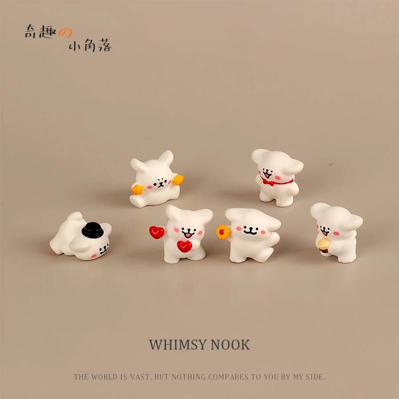 小白狗电脑桌面小摆件温馨治愈解压工位装饰品创意车内饰品小摆件