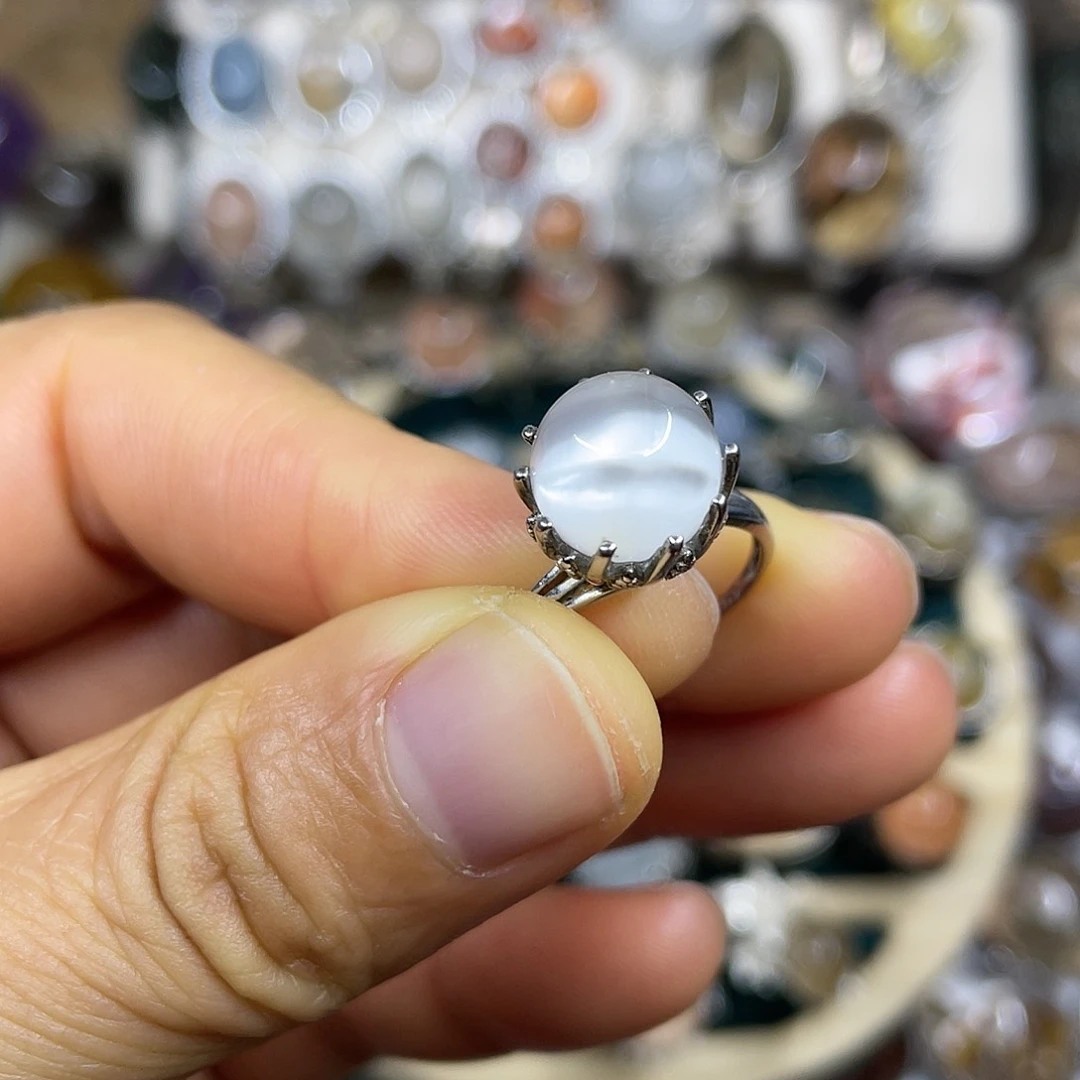 【闪购商品】银S925镶嵌珠宝半成品水晶戒指