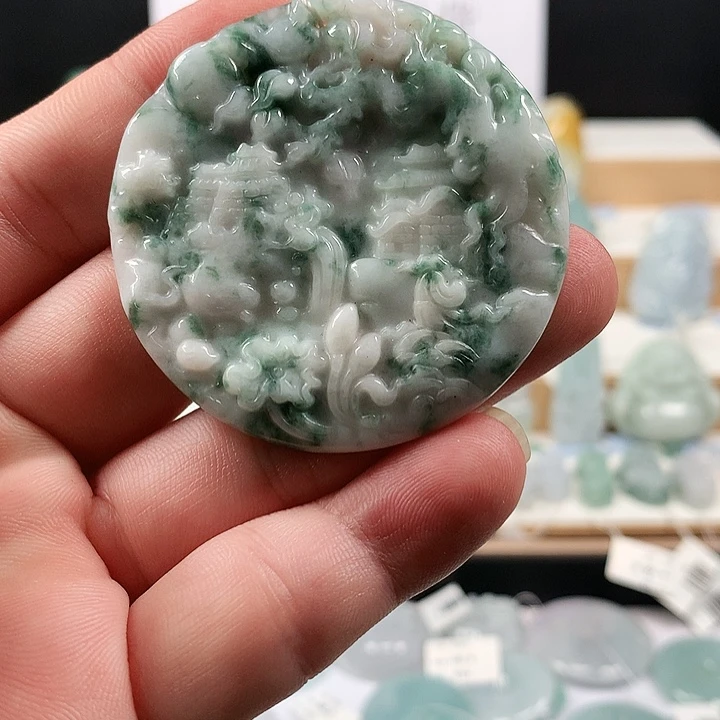 吊坠(不含链)未镶嵌翡翠5山水牌