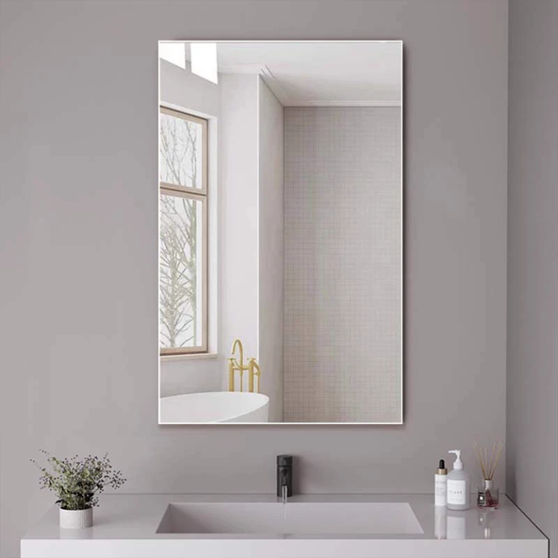 高清无框浴室镜子贴墙自粘家用化妆镜厕所卫生洗手间不变形玻璃镜