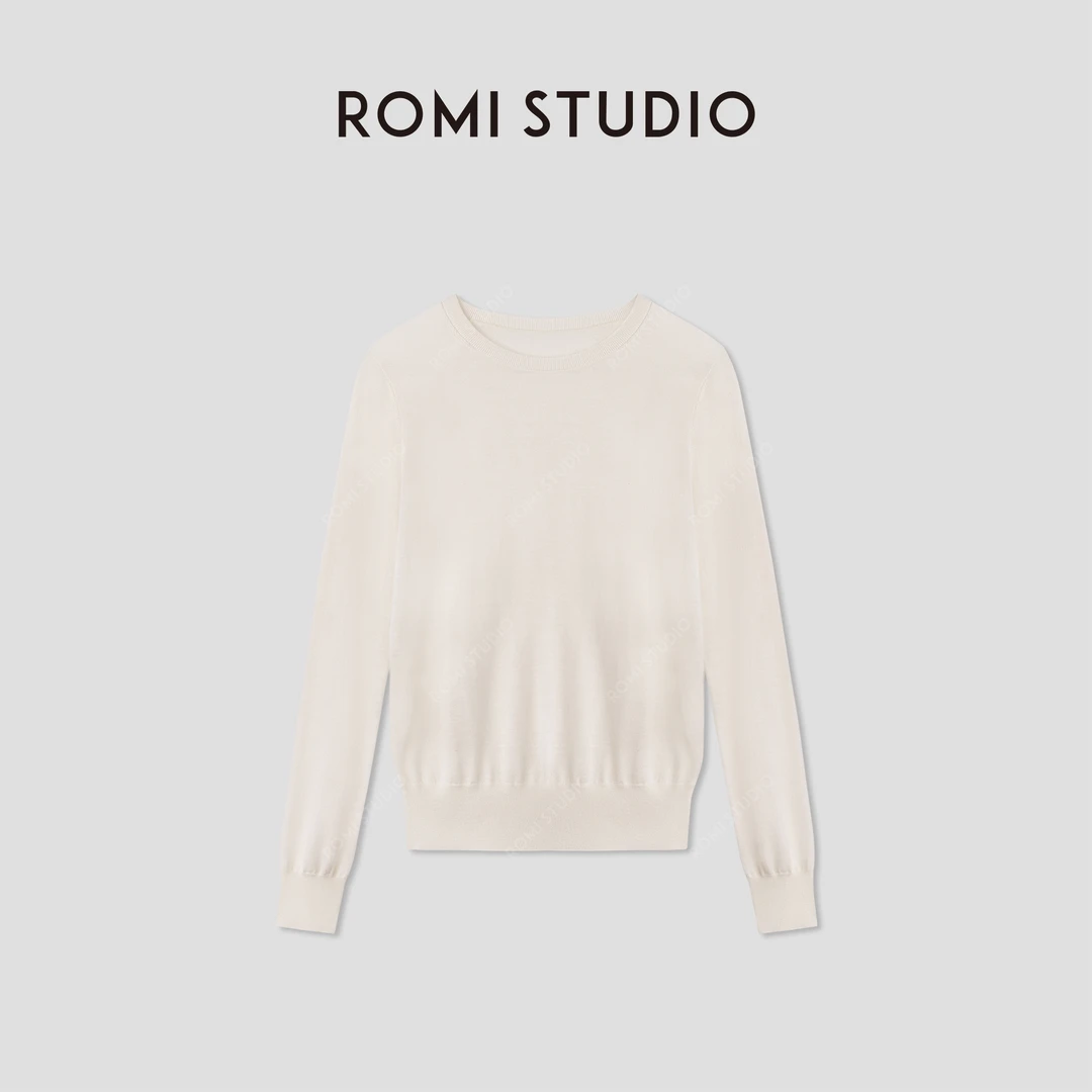 ROMI STUDIO“松弛夏日”100%美丽诺绵羊毛轻柔套头毛衫 RWCRST3154