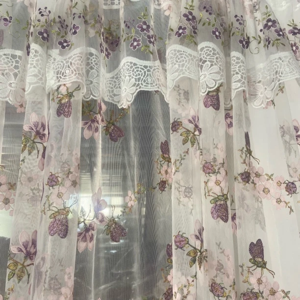 带门头绣花纱金丝线对开门