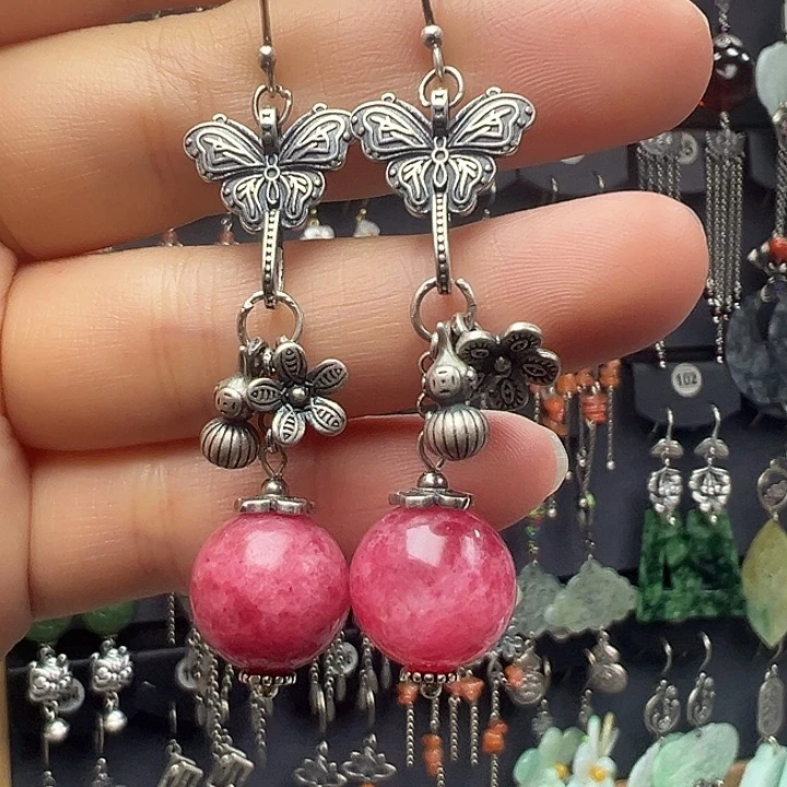 真****查罗石银S925镶嵌耳钉