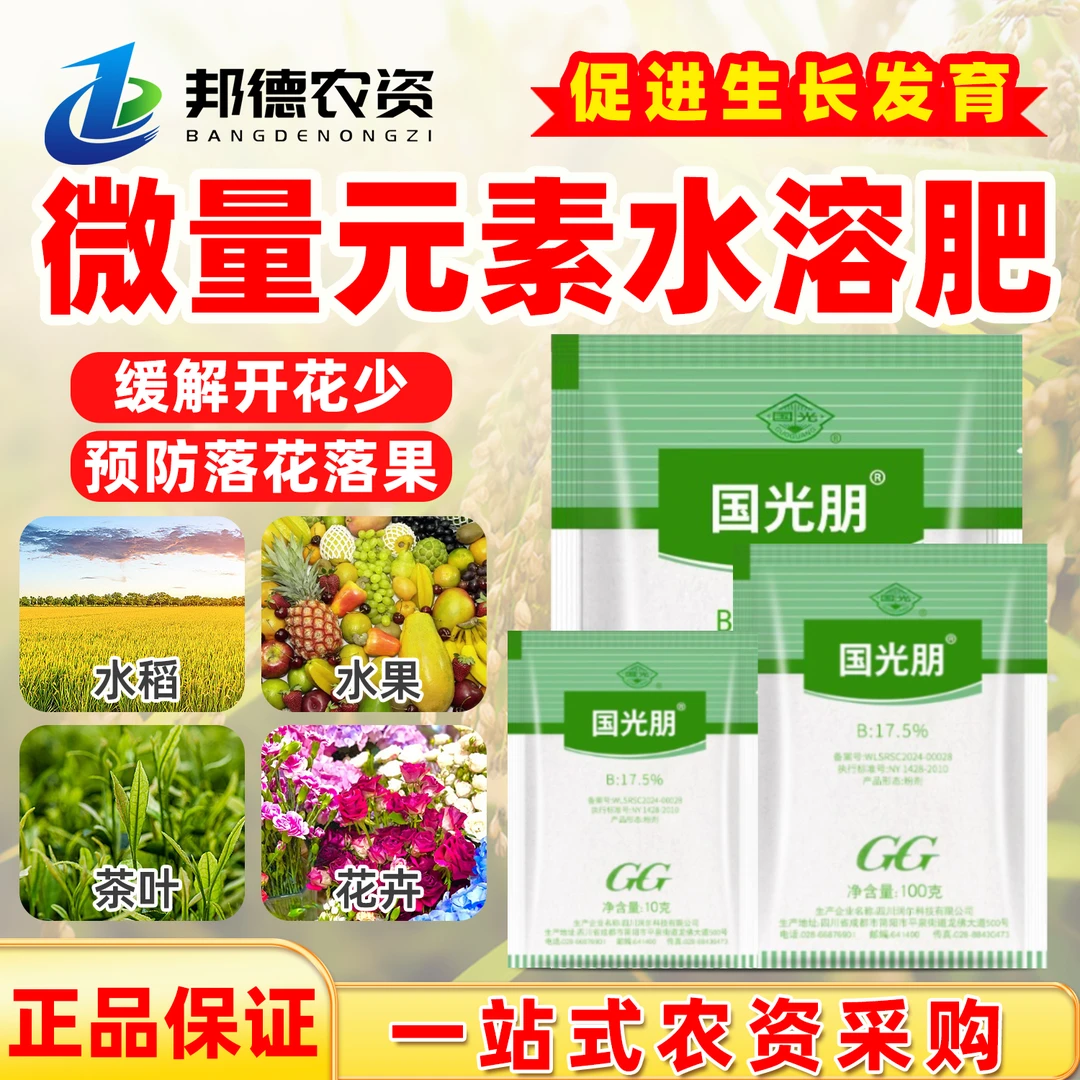 国光朋硼肥油菜棉花萝卜甜菜土豆花生大豆辣椒黄瓜月季花肥叶面肥