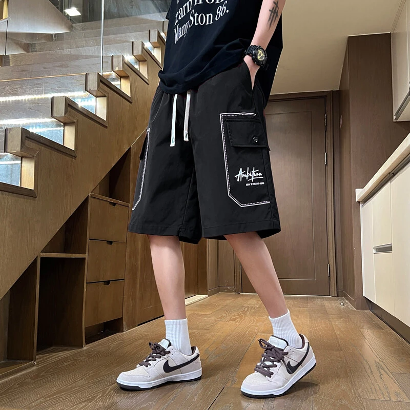 夏季薄款工装短裤男生高中初中生休闲中裤青少年大童冰丝五分裤子