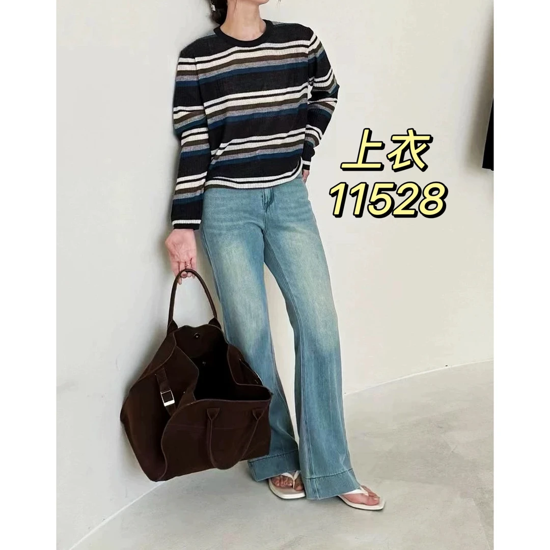 11528（部分无水洗唛，介意慎拍）WANGDAN新款条纹针织衫