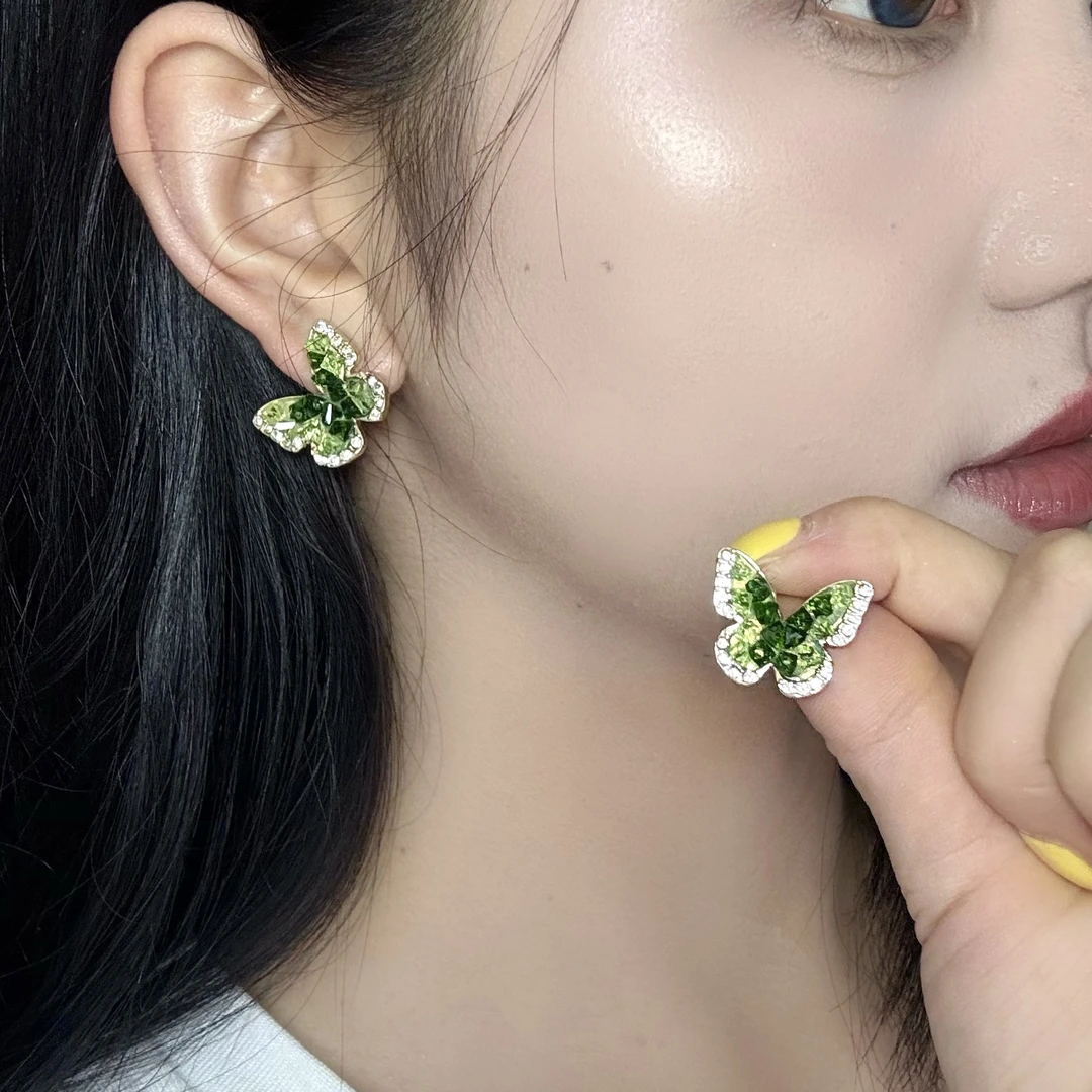 合金耳饰 zebra饰品 绿蝶仙踪 气质轻奢时尚小众个性简约高级感