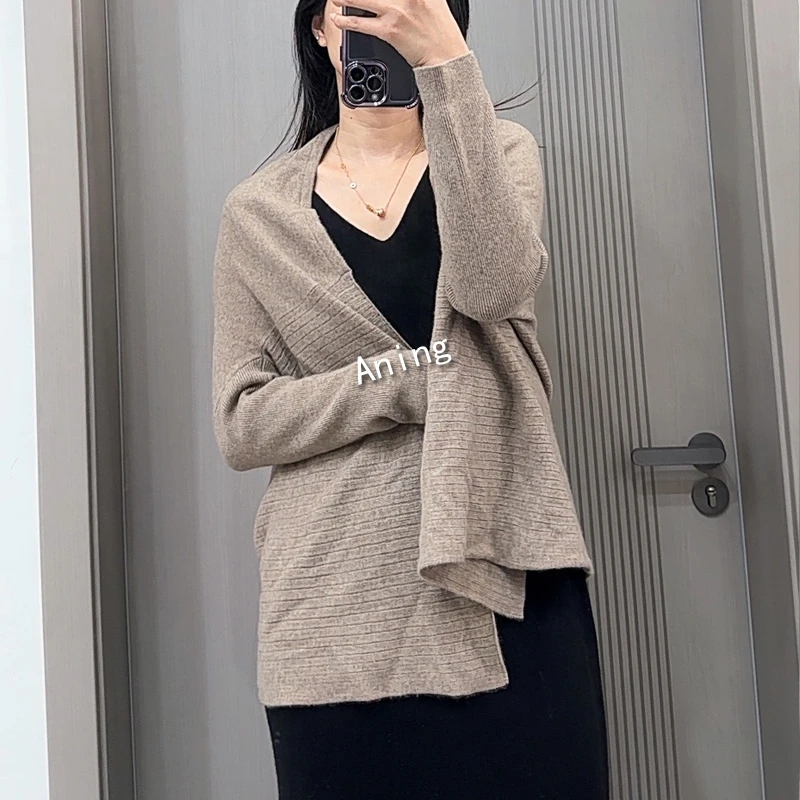 孤品随缘 捡漏【康赛妮100%纯山羊绒】多功能披肩开衫驼色145斤内