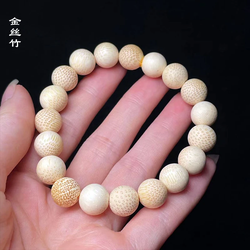 非金属木质手链 [直播专属]A121金丝竹手串女手链老料高密竹文玩