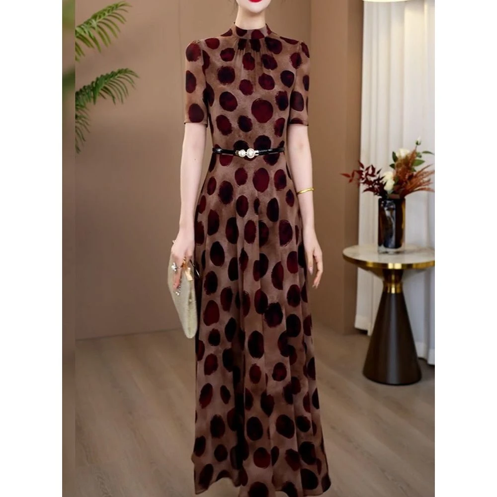 送腰带!法式时尚气质波点复古连衣裙2025夏季新款贵夫人显瘦长裙