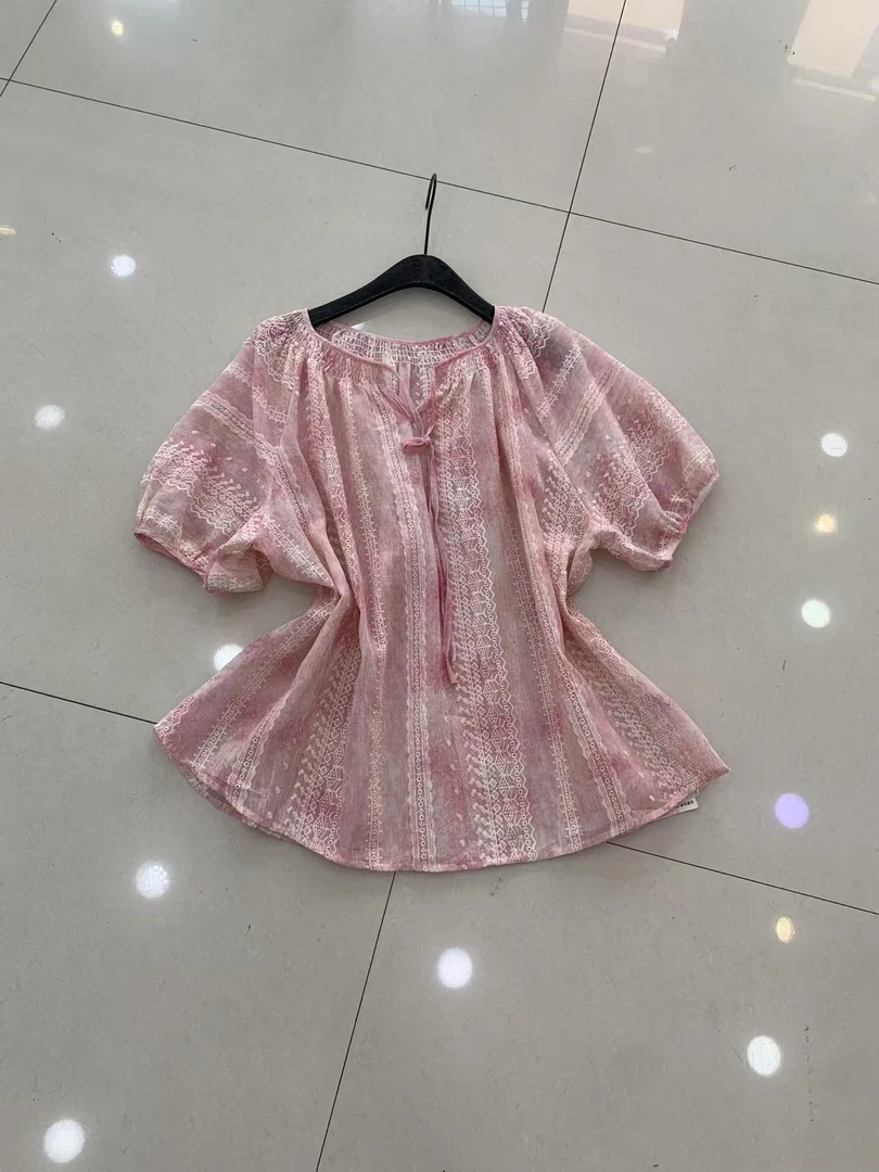 二姐家【敏】权3060新款时尚减龄百搭短袖上衣