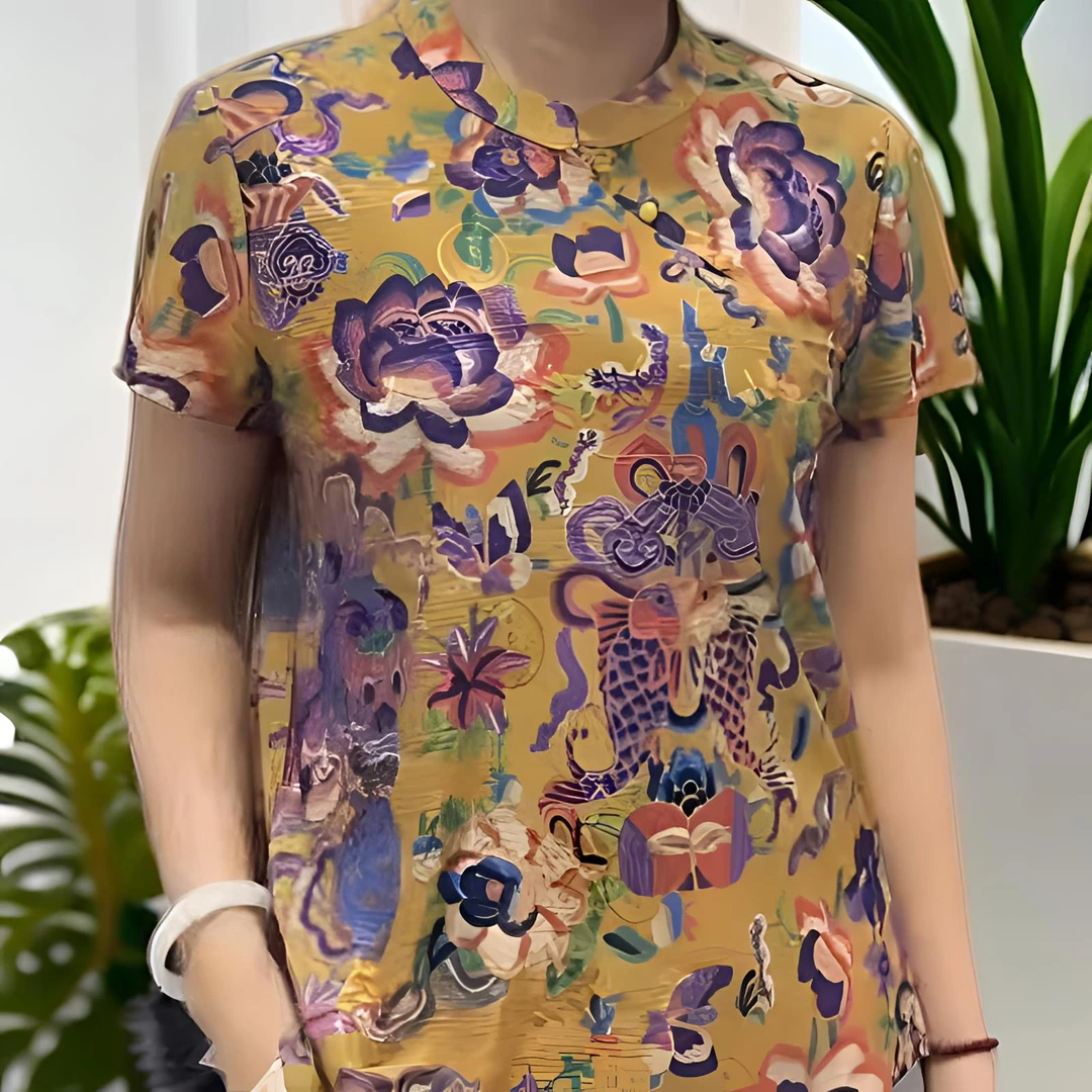 新中式禅意国风女士短袖衬衫洋气减龄夏季时尚上衣