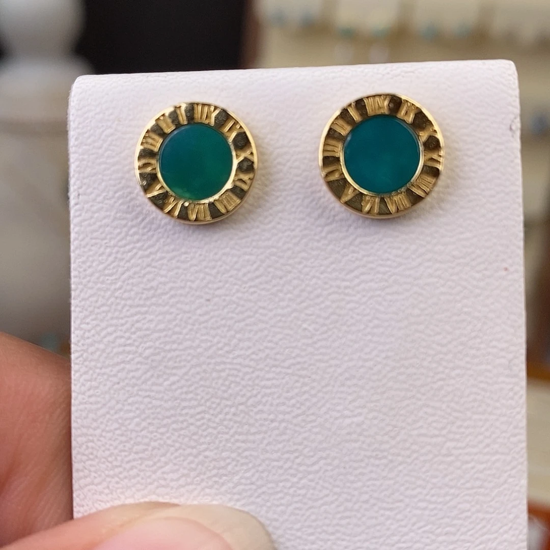 绿松石耳饰银S925镶嵌