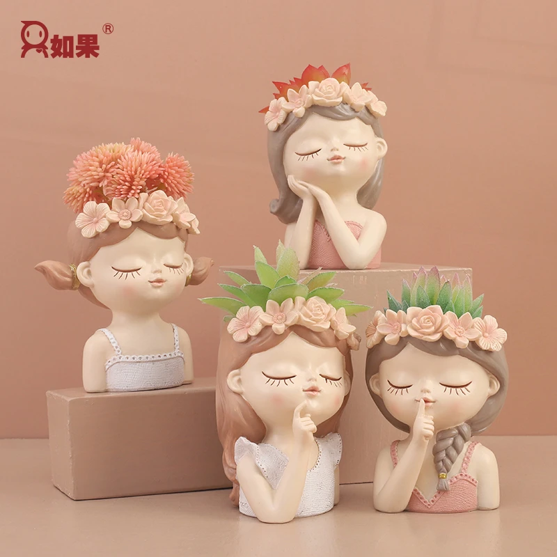 ROOGO/如果仙女多肉花盆创意北欧盆栽花盆轻奢植物摆件花盆装饰品