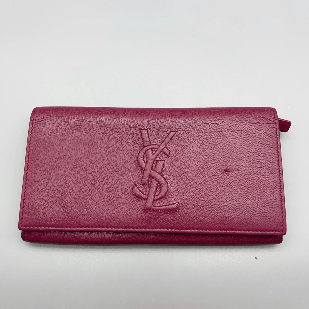 95新 YSL/圣罗兰 酒红色钱包1604 6117