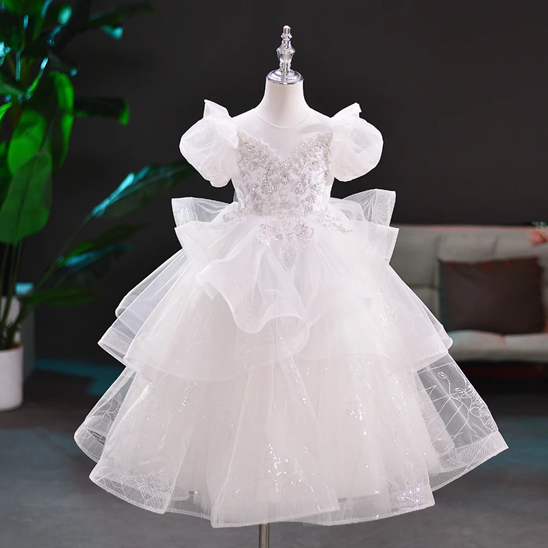 99550女童晚礼服2025新款轻奢高端生日女孩花童公主裙儿童演出服