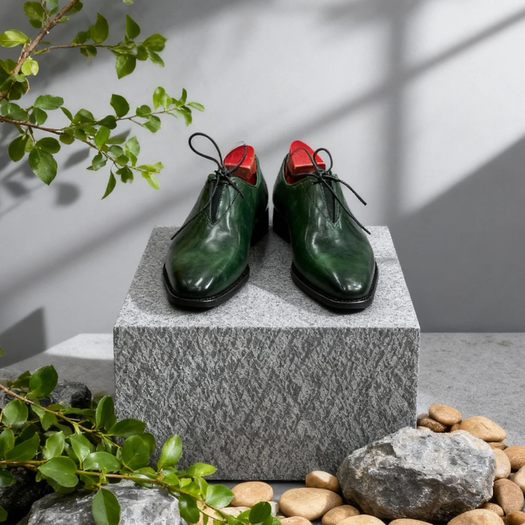 「高品」博物馆擦色渐变小牛皮方头系带牛津鞋男士多变式休闲鞋