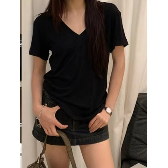 新品V领百搭T恤6913