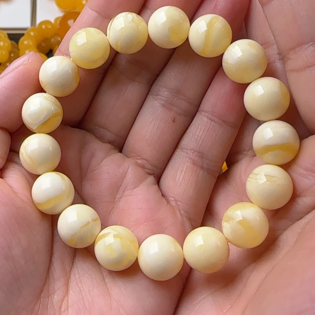 琥珀未镶嵌颈饰白蜡同料12