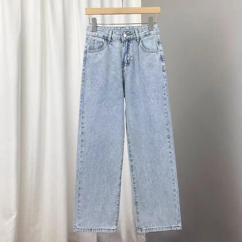 2612款春款高腰直筒牛仔裤搭显高显瘦宽松窄版直筒裤
