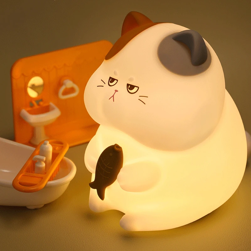 贪吃猫氛围灯1W充电式定时≤36VV5W以下小夜灯可爱风睡眠灯