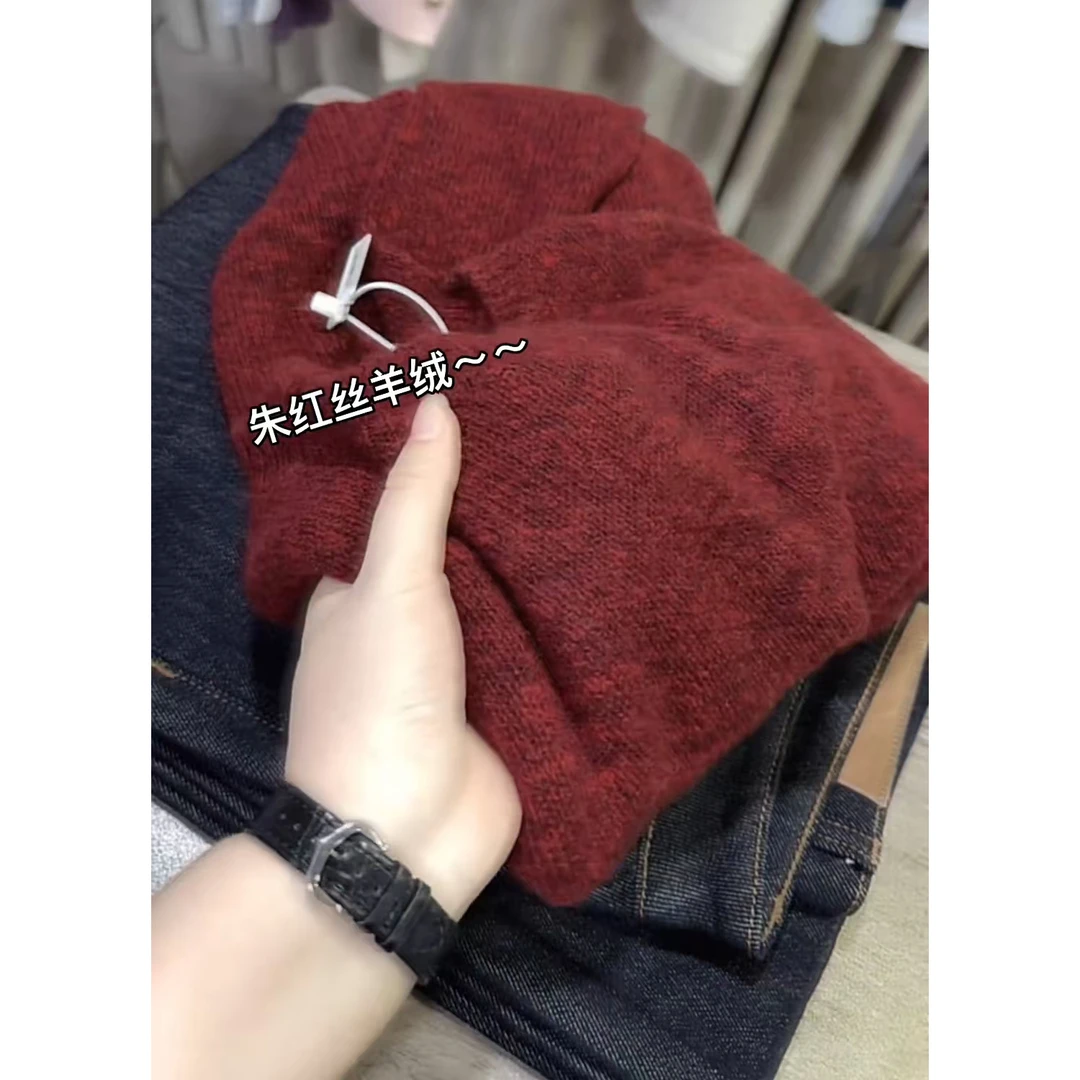 韩系纯色圆领套头长袖毛衣女2025新款秋季宽松慵懒高级感气质上衣