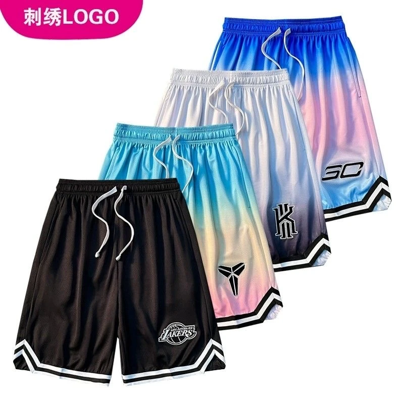 美式刺绣篮球速干短裤宽松五分裤男女球星运动跑步裤速健身夏季